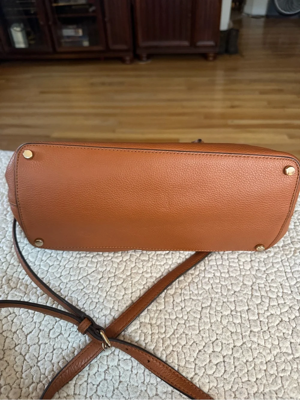 kate spade Leather Dome Satchel in Warm Tan